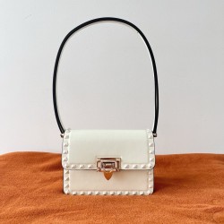 Valentino Rockstud23 Small Shoulder Bag in White Calfskin 017