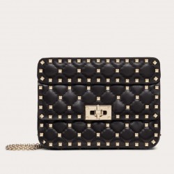 Valentino Rockstud Spike Small Bag In Black Lambskin 004