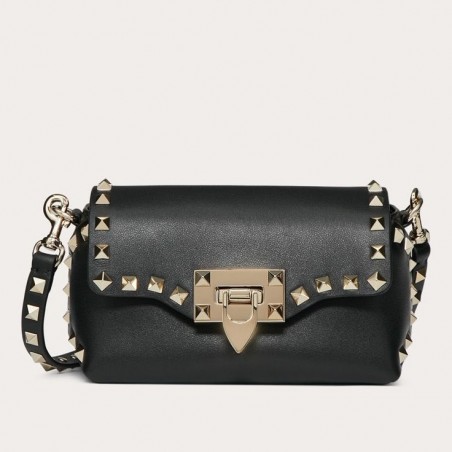 Valentino Mini Rockstud Crossbody Bag In Black Calfskin 028