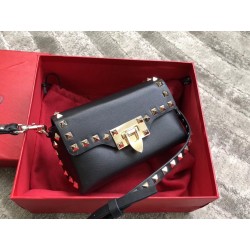 Valentino Mini Rockstud Crossbody Bag In Black Calfskin 028