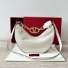 Valentino VLogo Moon Small Hobo Bag with Chain in White Leather 057