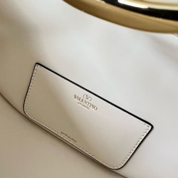 Valentino VLogo Moon Small Hobo Bag with Chain in White Leather 057