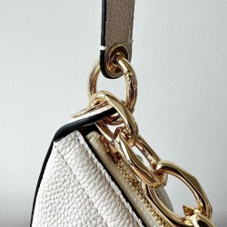 Valentino VLogo Moon Small Hobo Bag with Chain in White Leather 057