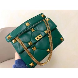 Valentino Roman Stud Chain Bag In Green Lambskin 107