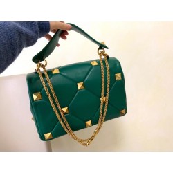 Valentino Roman Stud Chain Bag In Green Lambskin 107