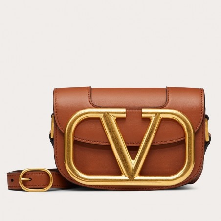 Valentino Small Supervee Crossbody Bag In Brown Leather 262