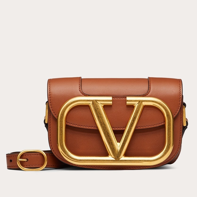 Valentino Small Supervee Crossbody Bag In Brown Leather 262