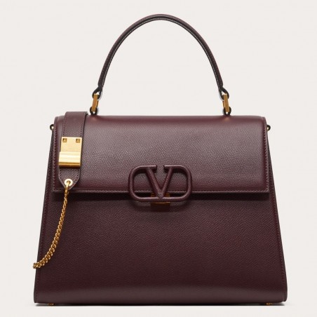 Valentino Vsling Handbag In Bordeaux Grainy Calfskin 103