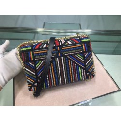 Dior Diorama Canvas Bag Embroidered With Multi-coloured Stripes 947