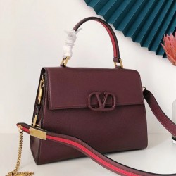 Valentino Vsling Handbag In Bordeaux Grainy Calfskin 103