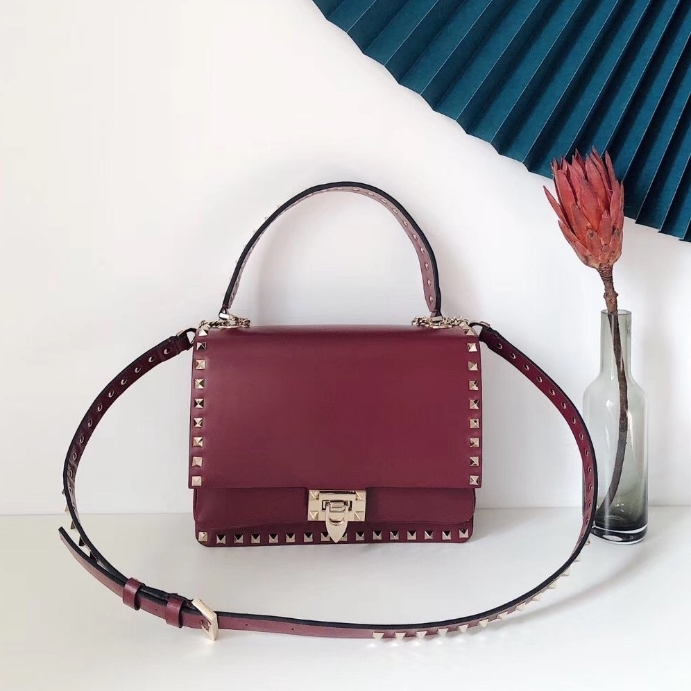 Valentino Rockstud Crossbody Bag In Red Calfskin  198