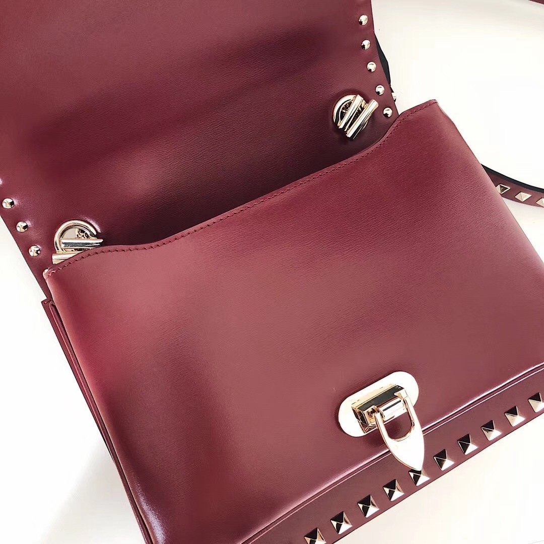 Valentino Rockstud Crossbody Bag In Red Calfskin  198