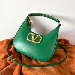 Valentino Stud Sign Hobo Bag In Green Calfskin 733