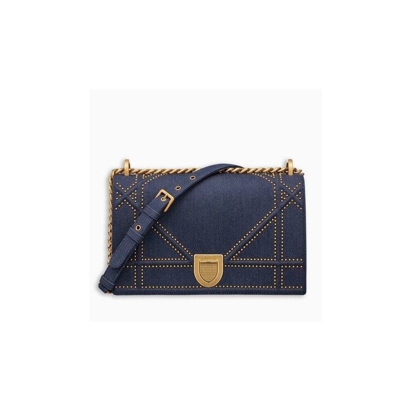 Dior Diorama Flap Bag In Denim And Studded 918