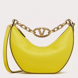 Valentino VLogo Moon Small Hobo Bag with Chain in Yellow Leather 819