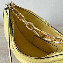 Valentino VLogo Moon Small Hobo Bag with Chain in Yellow Leather 819