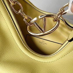 Valentino VLogo Moon Small Hobo Bag with Chain in Yellow Leather 819