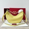 Valentino VLogo Moon Small Hobo Bag with Chain in Yellow Leather 819