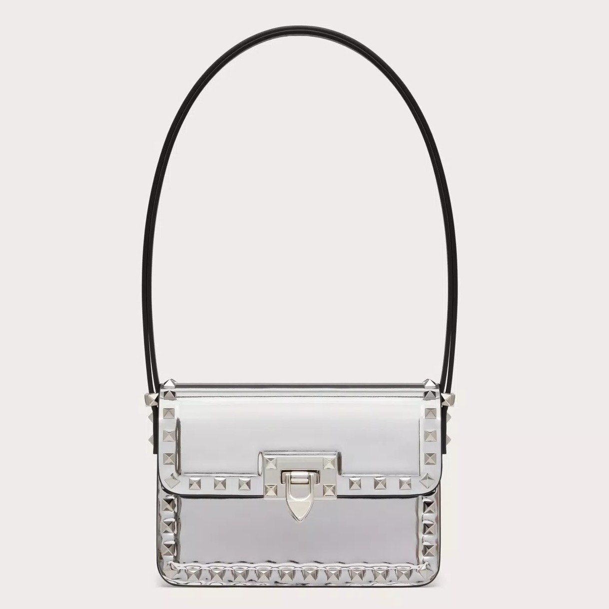 Valentino Rockstud23 Small Shoulder Bag in Silver Calfskin 881