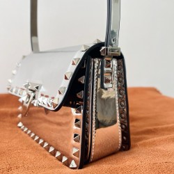 Valentino Rockstud23 Small Shoulder Bag in Silver Calfskin 881