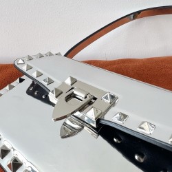 Valentino Rockstud23 Small Shoulder Bag in Silver Calfskin 881