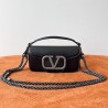 Valentino Small Loco Shoulder Black Bag with Crystals Logo 964