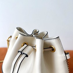 Valentino VLogo Signature Mini Bucket Bag in White Leather 003