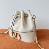 Valentino VLogo Signature Mini Bucket Bag in White Leather 003