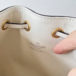 Valentino VLogo Signature Mini Bucket Bag in White Leather 003