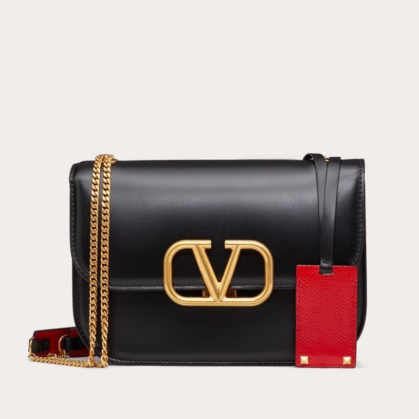 Valentino Small Vlock Shoulder Bag In Black Calfskin 613