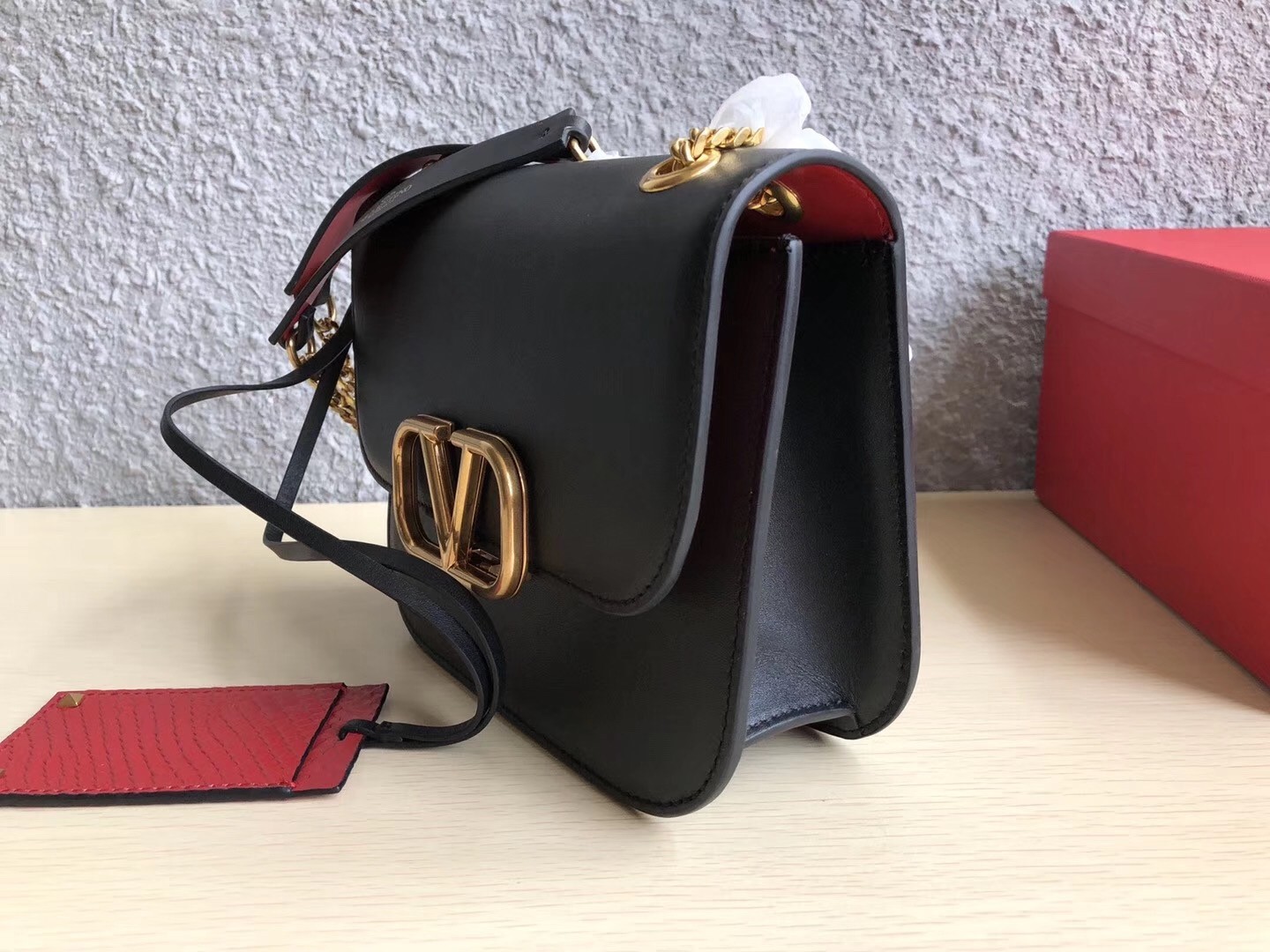 Valentino Small Vlock Shoulder Bag In Black Calfskin 613