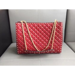 Valentino Red Rockstud Spike Tote Bag 678