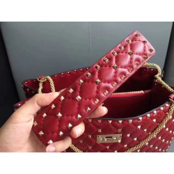 Valentino Red Rockstud Spike Tote Bag 678