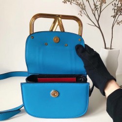 Valentino Small Supervee Crossbody Bag In Neon Blue Leather 946