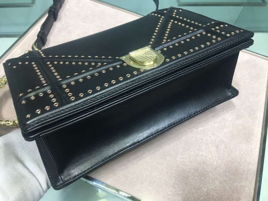 Dior Diorama Bag In Black Eyelets Lambskin 593