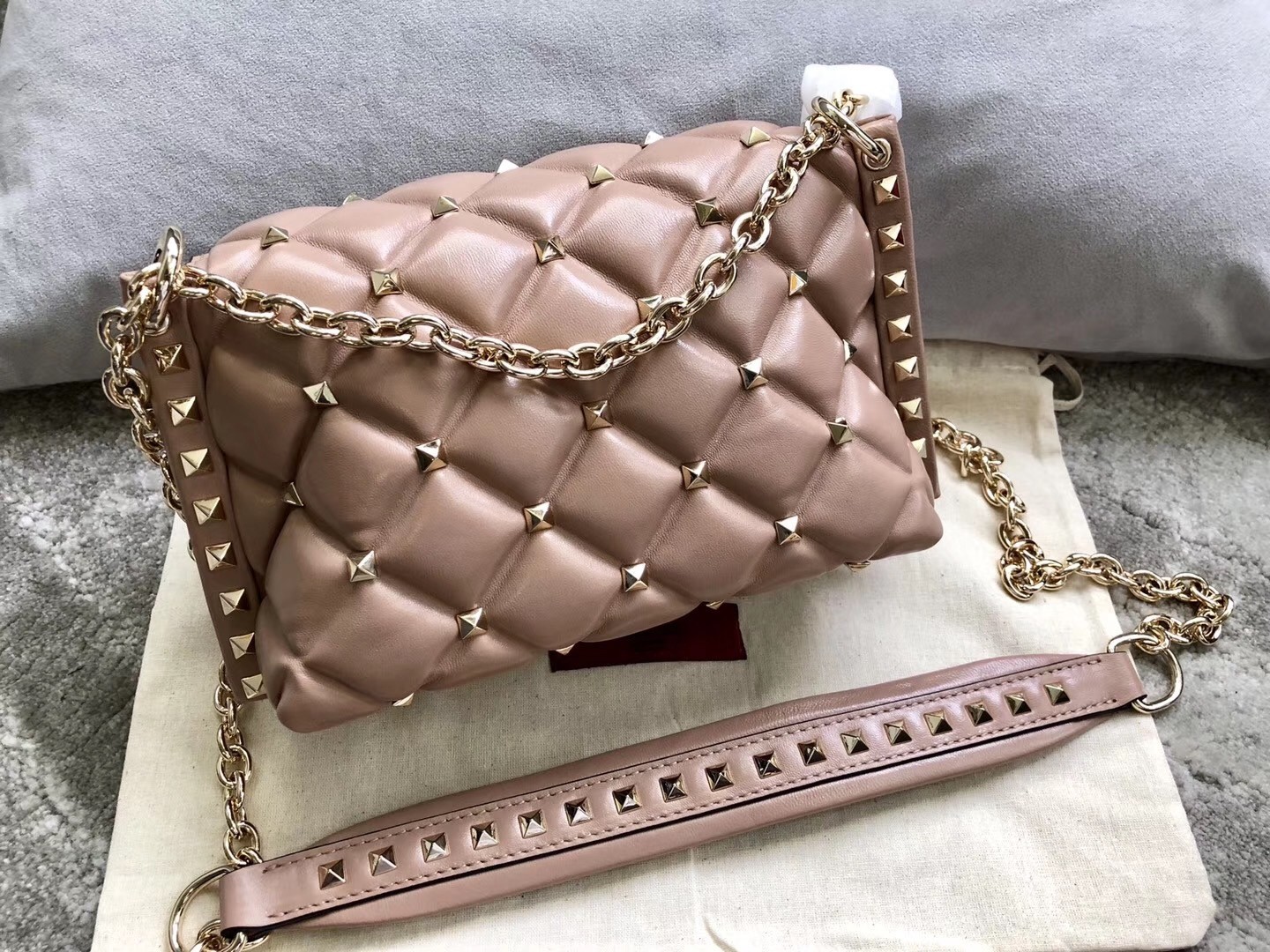 Valentino Small Candystud Crossbody Bag In Poudre Lambskin 050