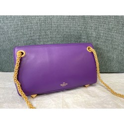 Valentino Stud Sign Shoulder Bag In Purple Nappa Leather 898