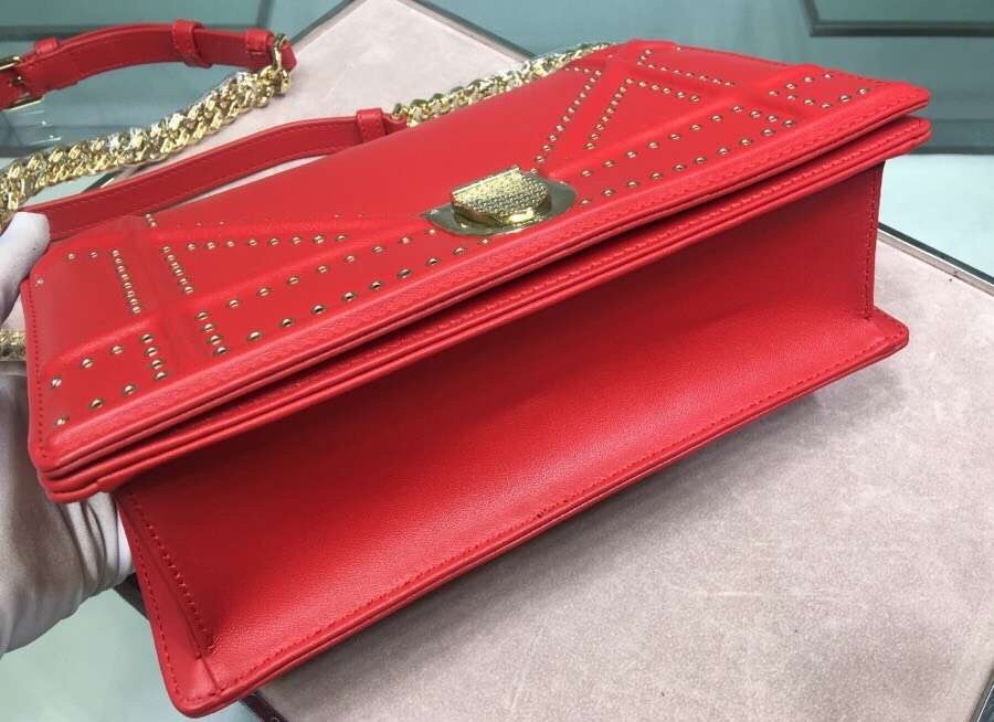 Dior Diorama Bag In Red Eyelets Lambskin 618