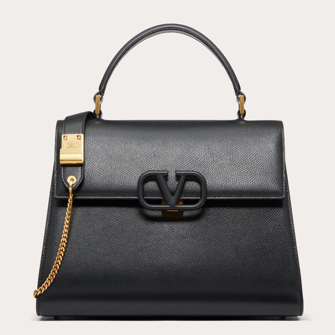 Valentino Vsling Handbag In Black Grainy Calfskin 019