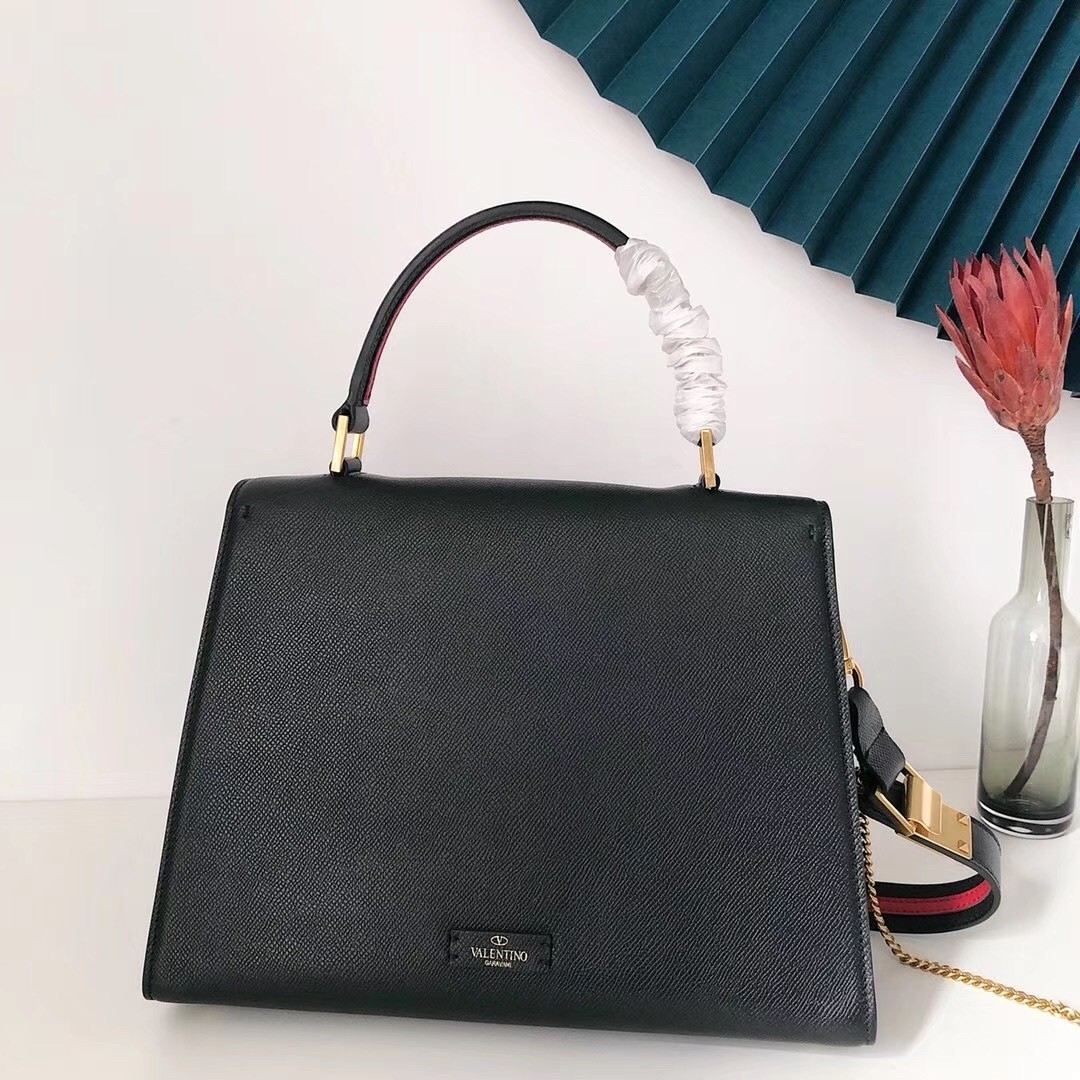 Valentino Vsling Handbag In Black Grainy Calfskin 019