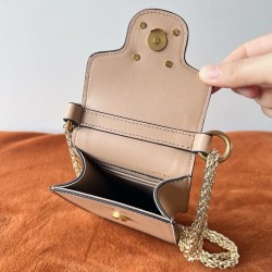 Valentino Loco Phone Case in Beige Leather with Chain 046