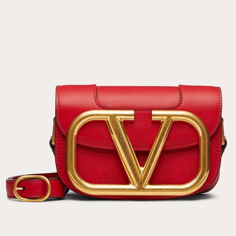 Valentino Small Supervee Crossbody Bag In Red Leather 087