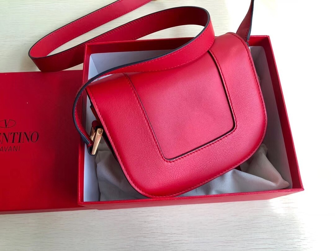 Valentino Small Supervee Crossbody Bag In Red Leather 087