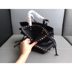 Valentino Black Rockstud Double Handle Drawstring Bag 145