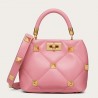 Valentino Small Roman Stud Top Handle Bag In Flamingo Nappa 028