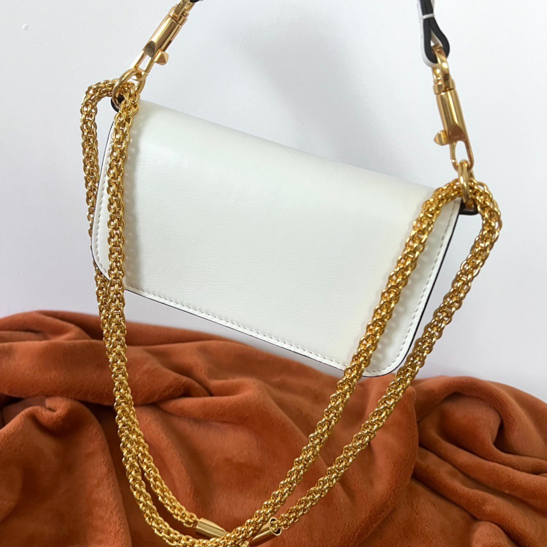 Valentino Loco Small Shoulder Bag In White Calfskin 117