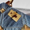 Valentino Roman Stud Small Top Handle Bag In Denim 147