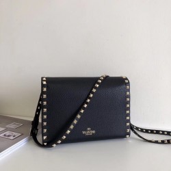 Valentino Rockstud Small Crossbody Bag In Black Grained Leather 173