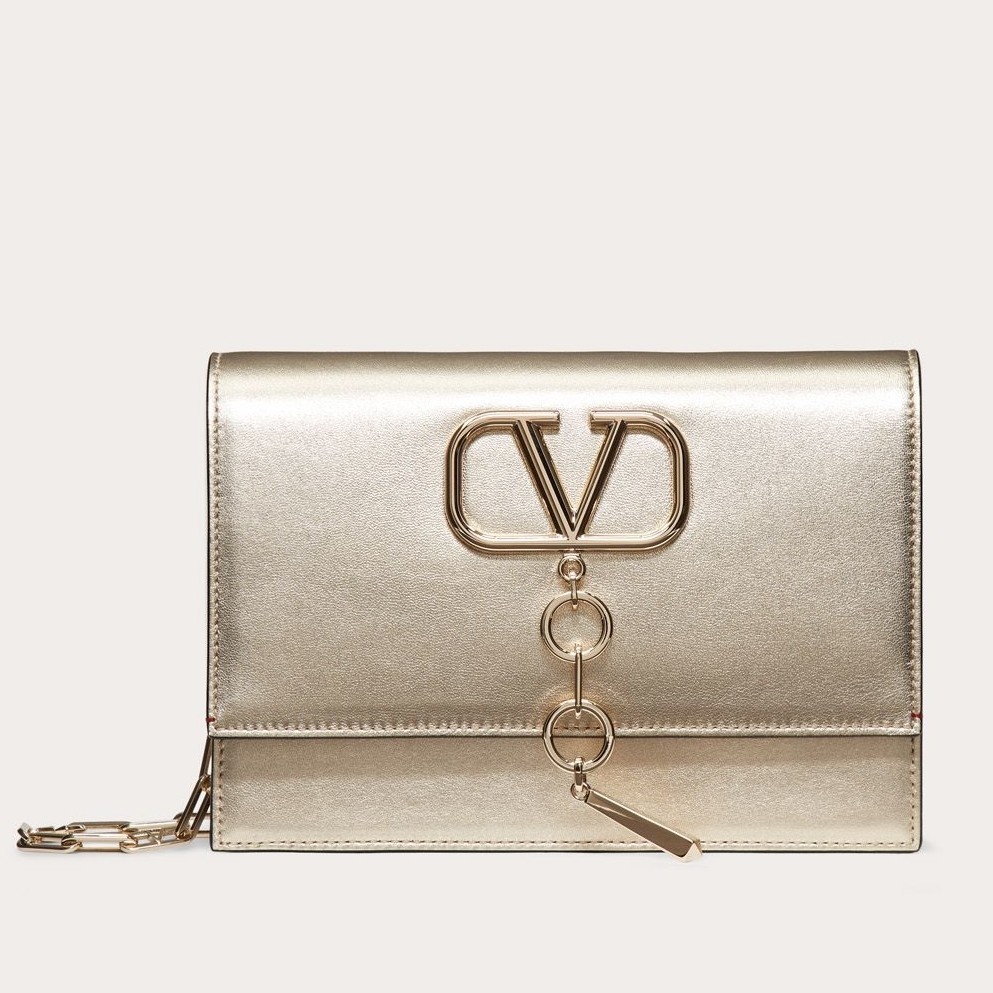 Valentino Vcase Small Chain Bag In Gold Metallic Lambskin 212