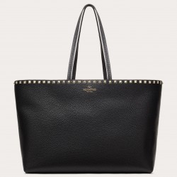 Valentino Rockstud Large Shopping Bag In Black Leather 258